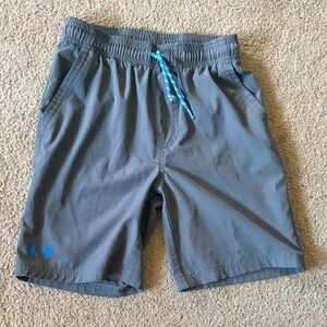 Under Armour Gray Active Shorts with Blue Drawstring